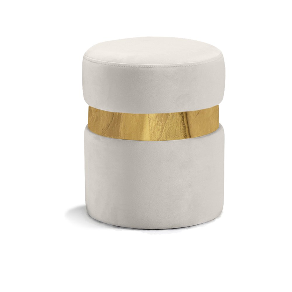 Hailey Cream Velvet Ottoman/Stool
