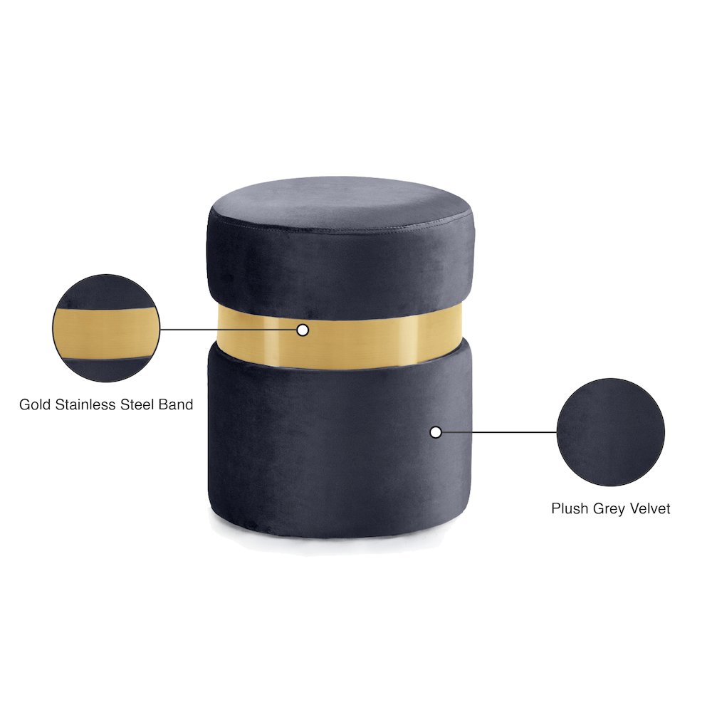 Hailey Grey Velvet Ottoman/Stool