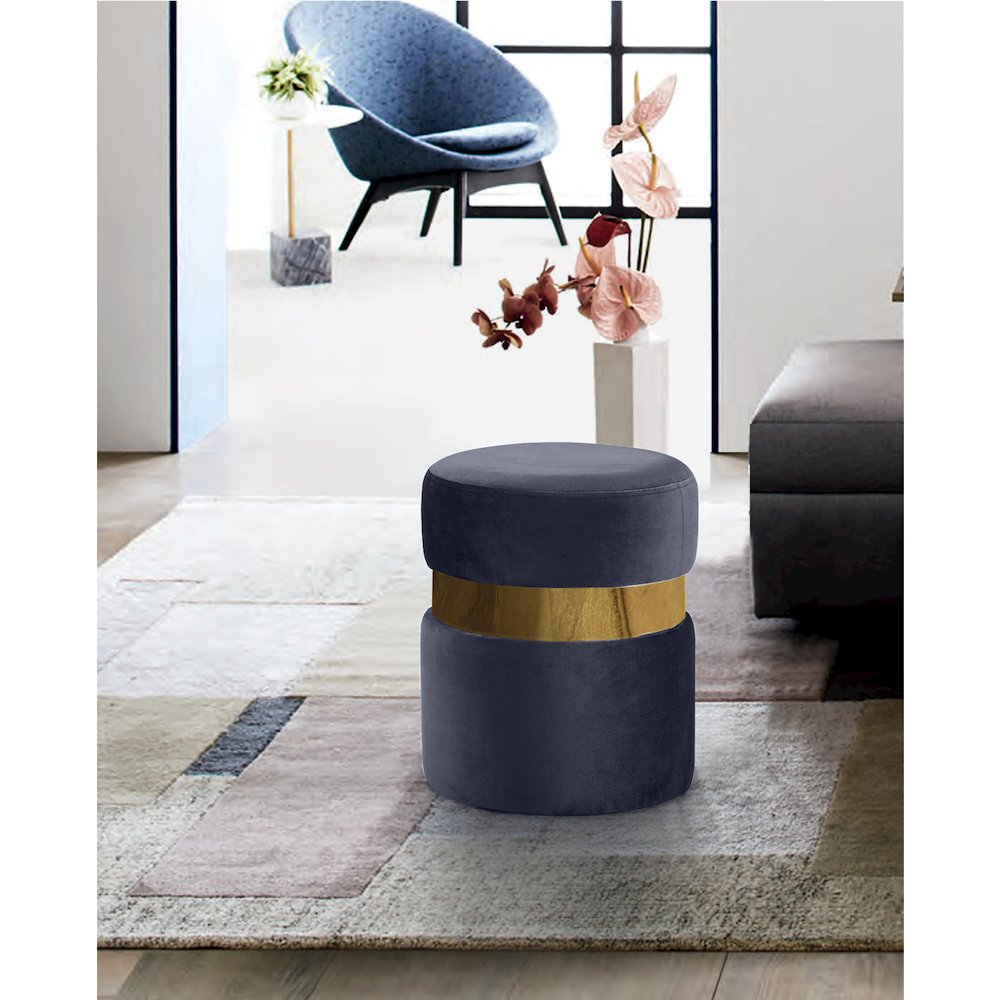 Hailey Grey Velvet Ottoman/Stool