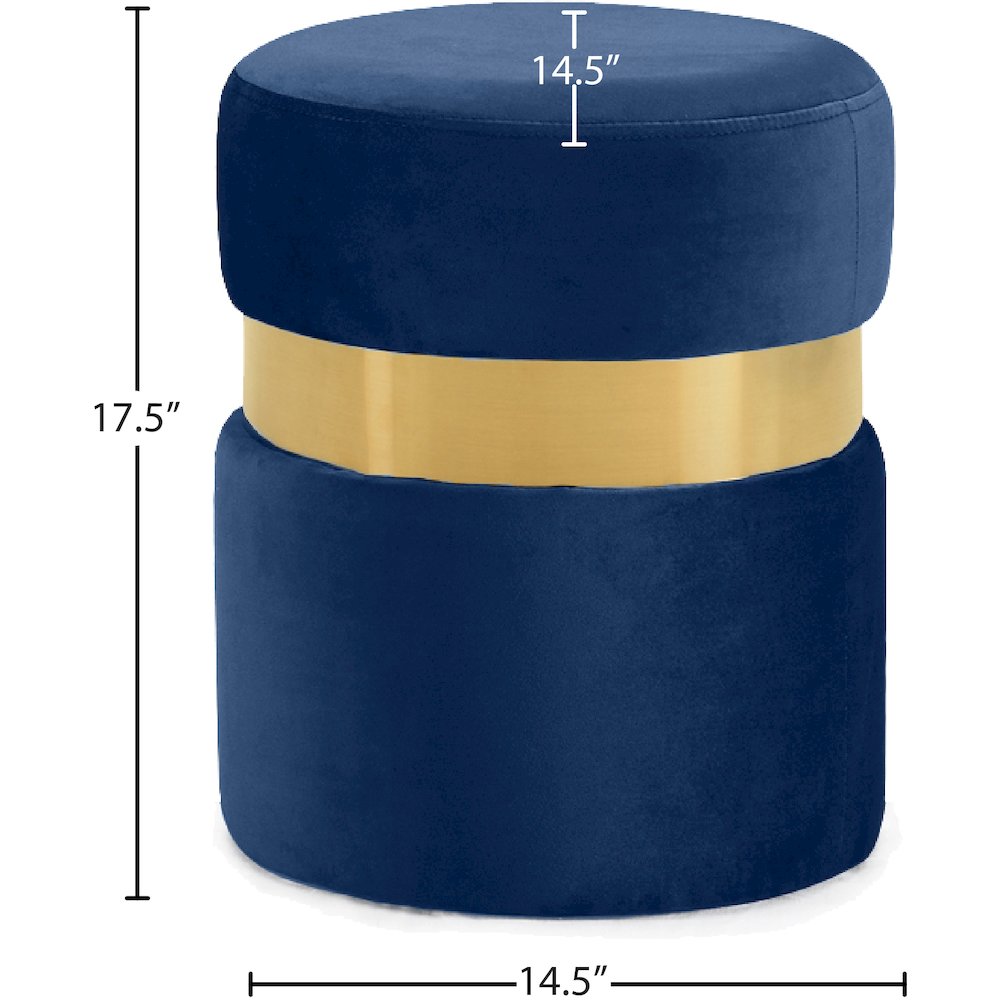 Hailey Navy Velvet Ottoman/Stool