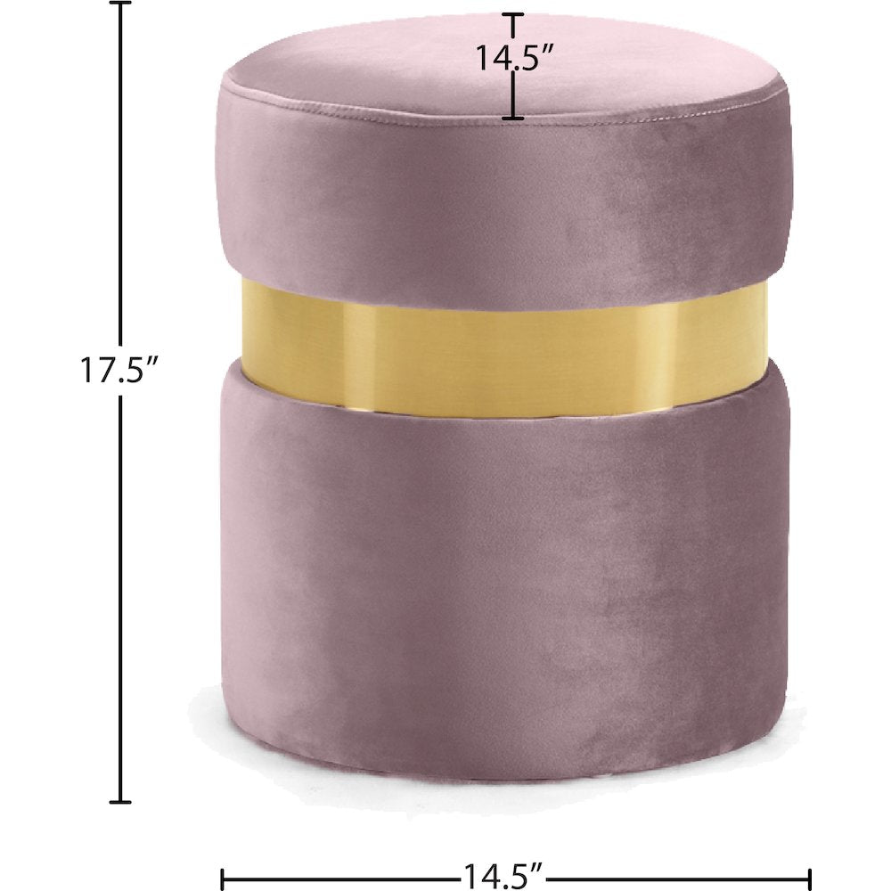 Hailey Pink Velvet Ottoman/Stool