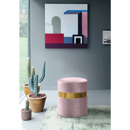 Hailey Pink Velvet Ottoman/Stool