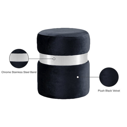 Hailey Black Velvet Ottoman/Stool
