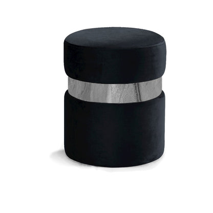 Hailey Black Velvet Ottoman/Stool