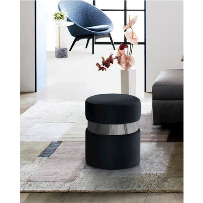 Hailey Black Velvet Ottoman/Stool