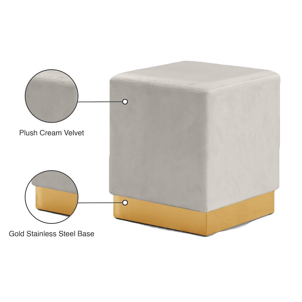 Jax Cream Velvet Ottoman/Stool