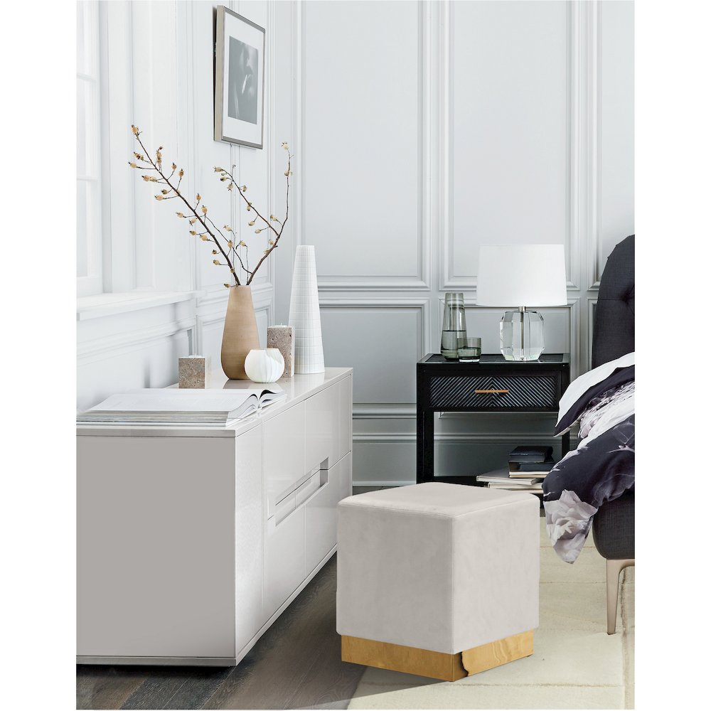 Jax Cream Velvet Ottoman/Stool