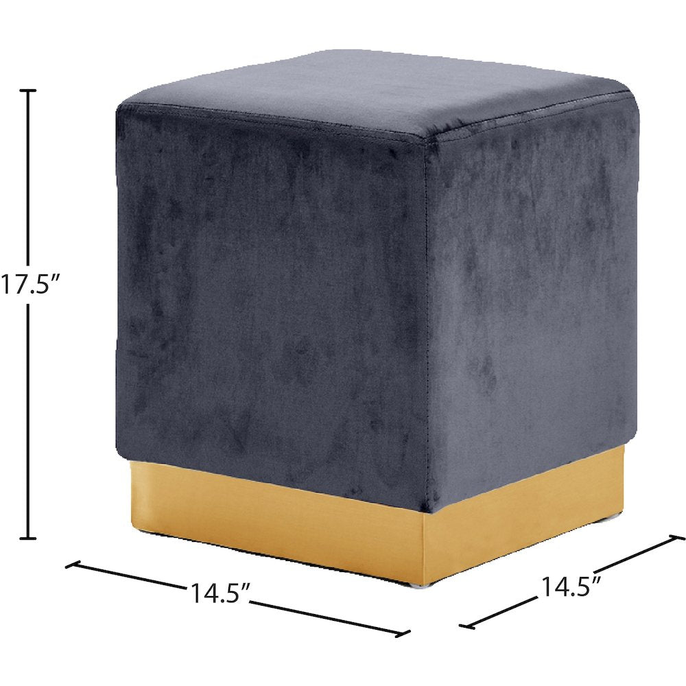 Jax Grey Velvet Ottoman/Stool