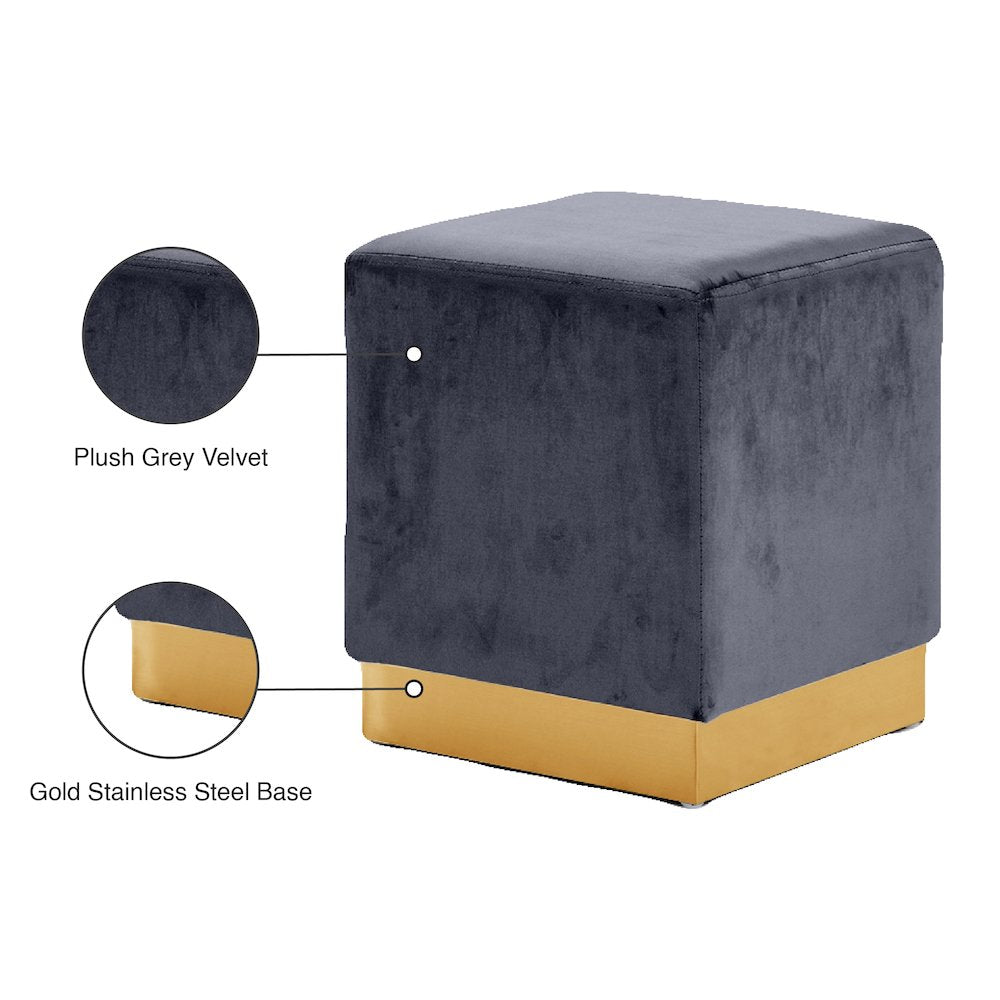 Jax Grey Velvet Ottoman/Stool