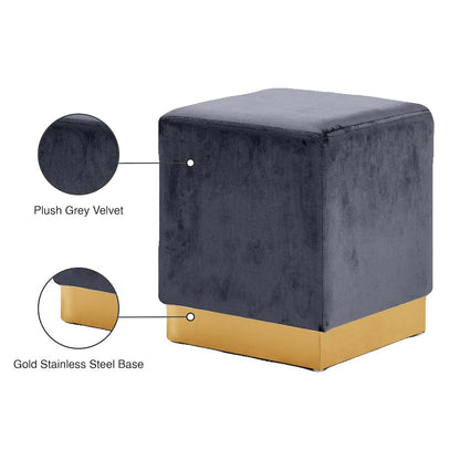 Jax Grey Velvet Ottoman/Stool