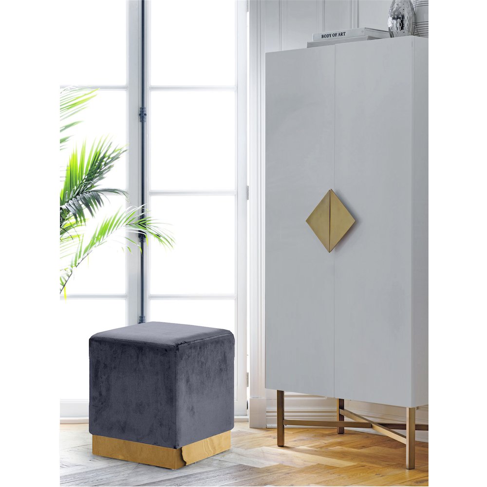 Jax Grey Velvet Ottoman/Stool
