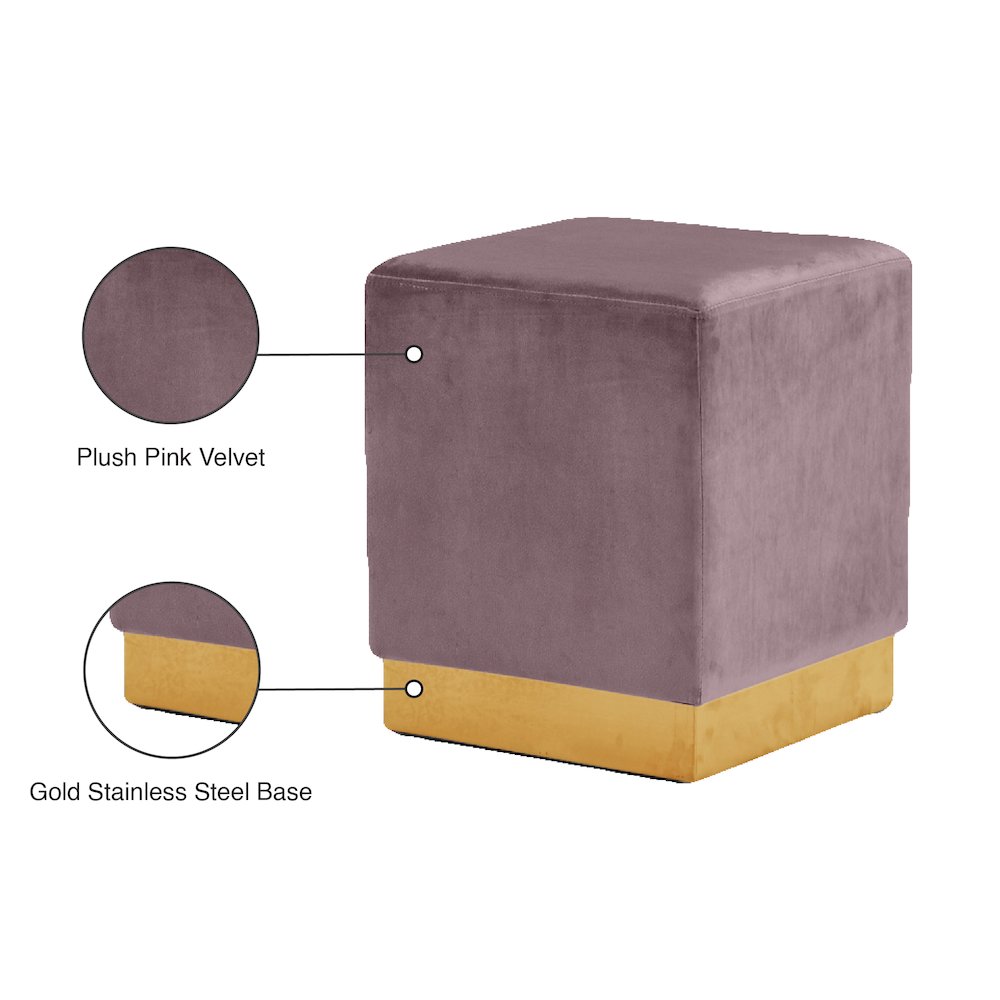 Jax Pink Velvet Ottoman/Stool