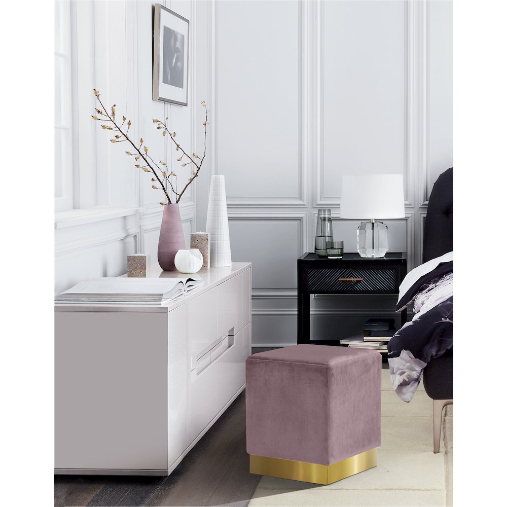 Jax Pink Velvet Ottoman/Stool