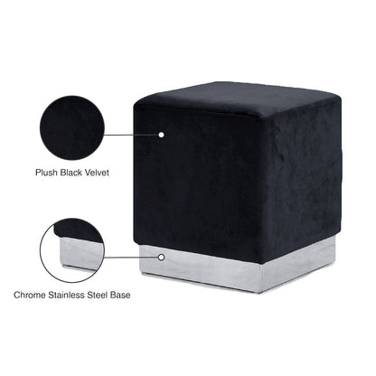 Jax Black Velvet Ottoman/Stool