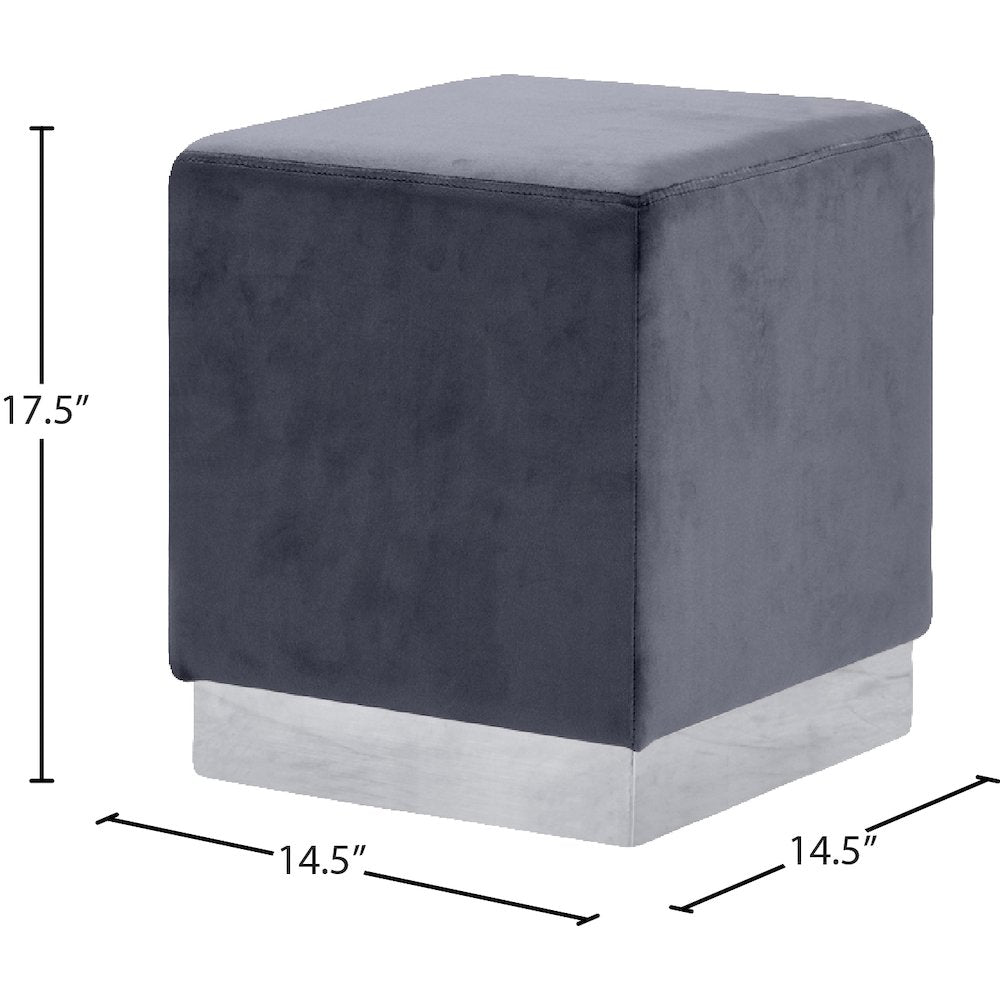 Jax Grey Velvet Ottoman/Stool