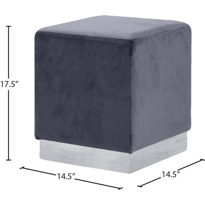 Jax Grey Velvet Ottoman/Stool