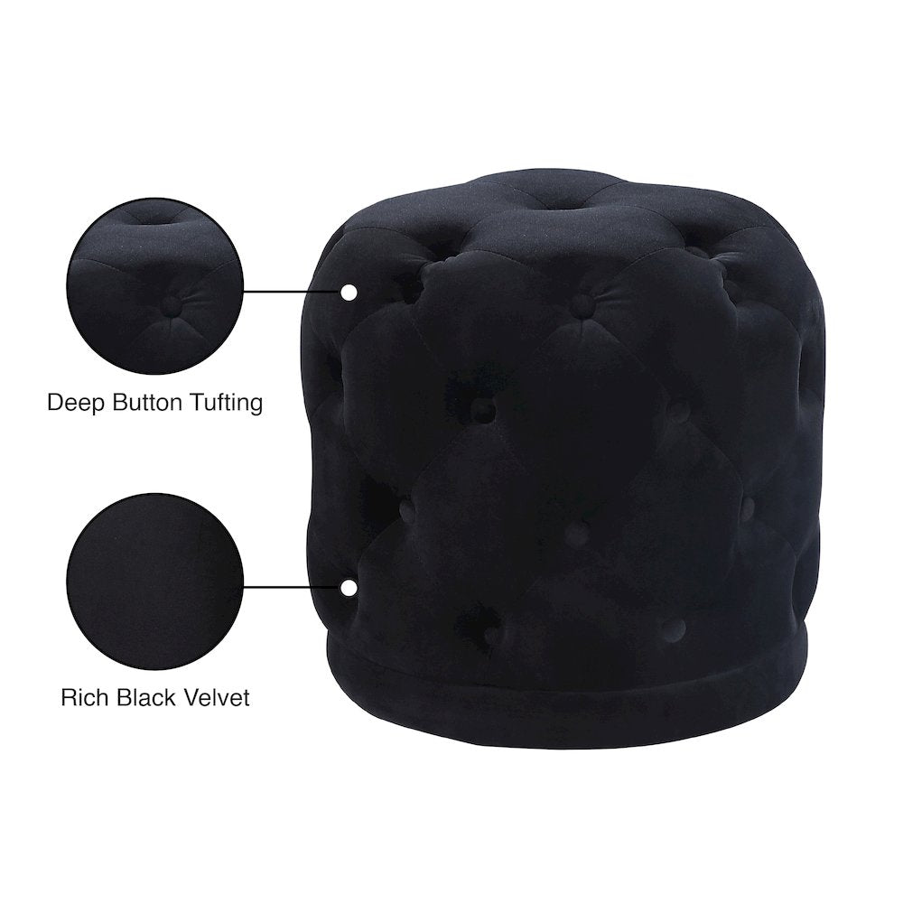 Harper Black Velvet Ottoman/Stool