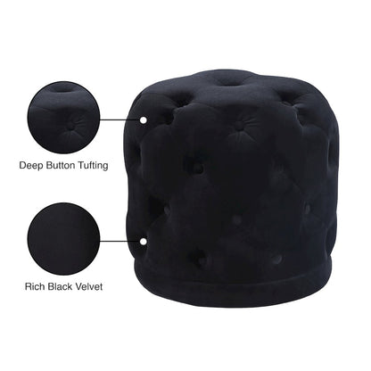 Harper Black Velvet Ottoman/Stool
