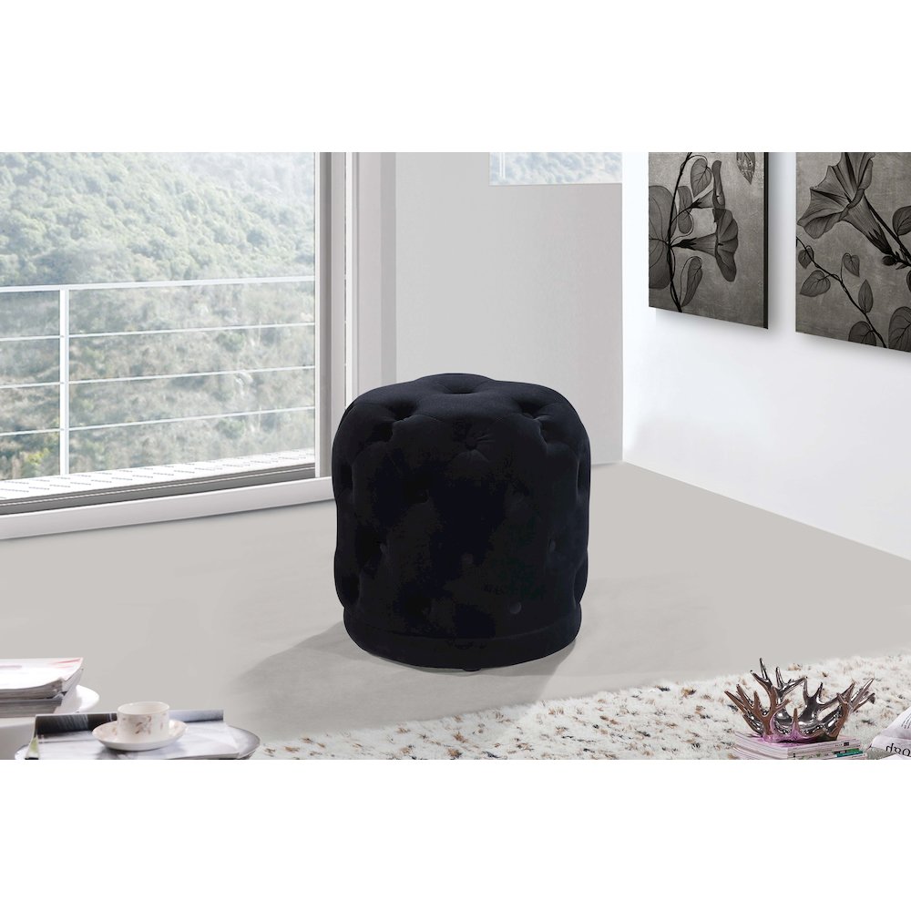 Harper Black Velvet Ottoman/Stool