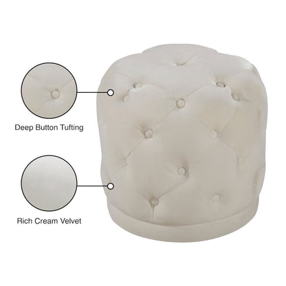 Harper Cream Velvet Ottoman/Stool