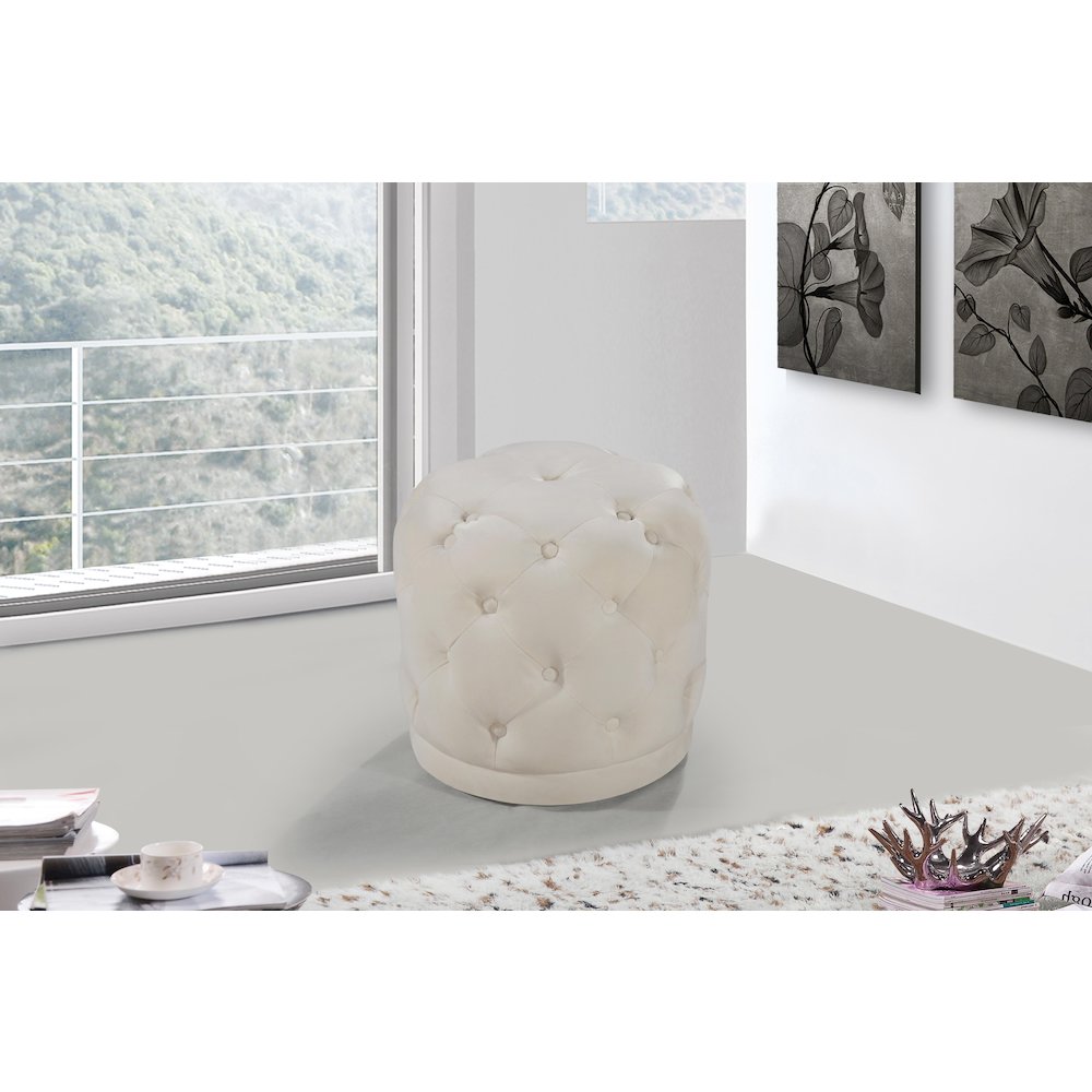 Harper Cream Velvet Ottoman/Stool