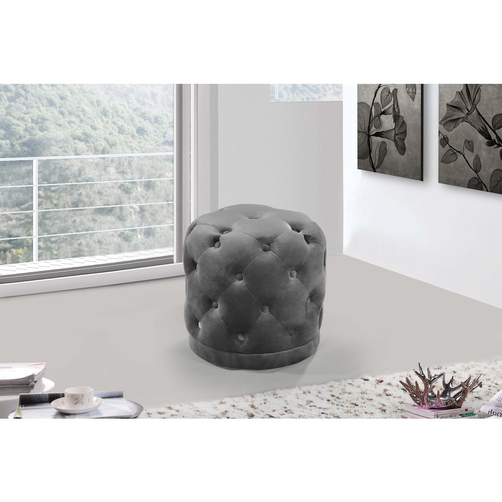 Harper Grey Velvet Ottoman/Stool