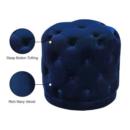 Harper Navy Velvet Ottoman/Stool