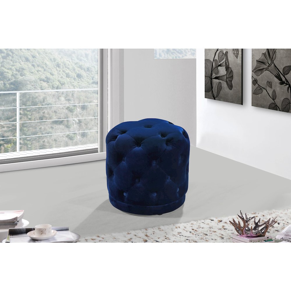 Harper Navy Velvet Ottoman/Stool