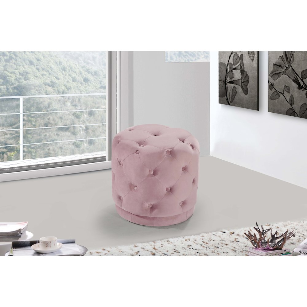 Harper Pink Velvet Ottoman/Stool