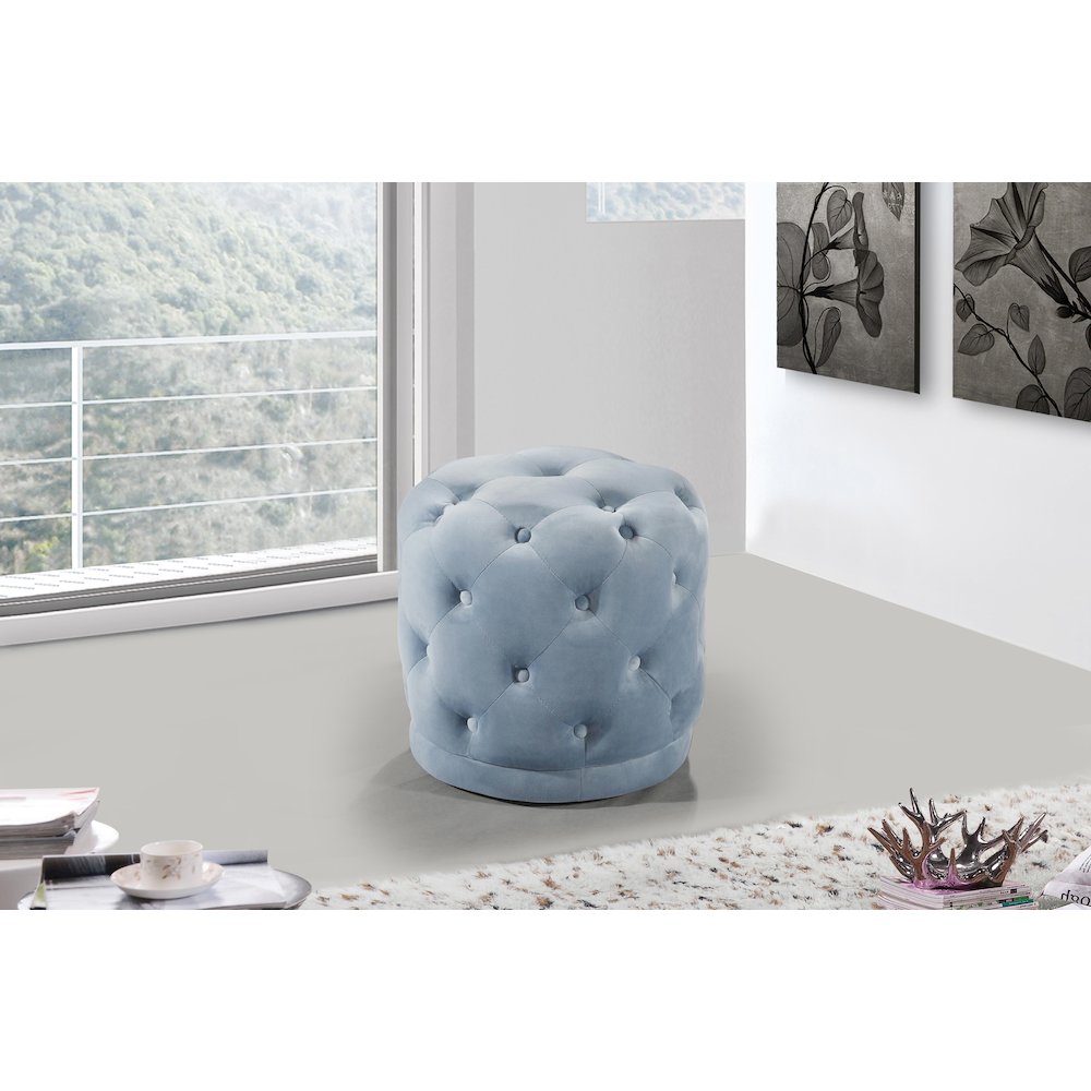 Harper Sky Blue Velvet Ottoman/Stool