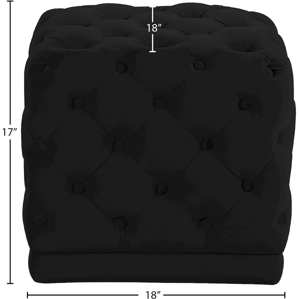 Stella Black Velvet Ottoman/Stool