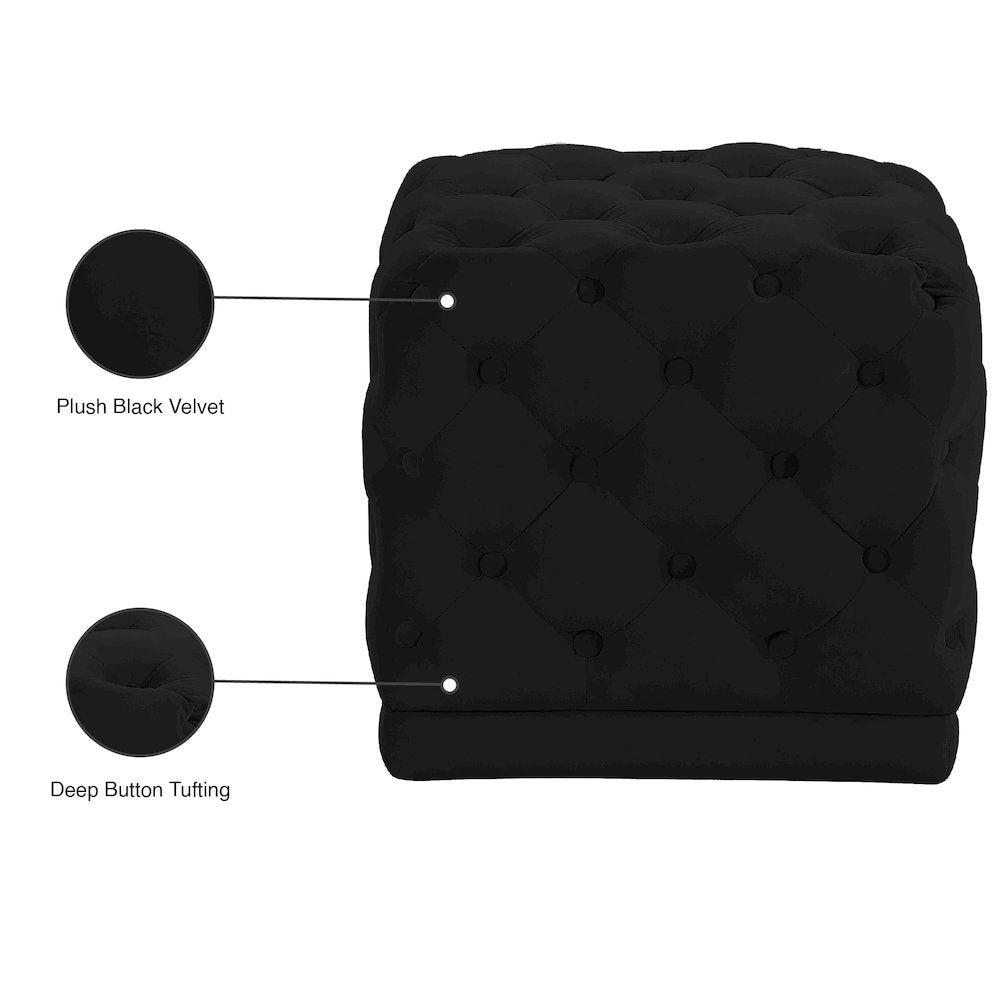 Stella Black Velvet Ottoman/Stool