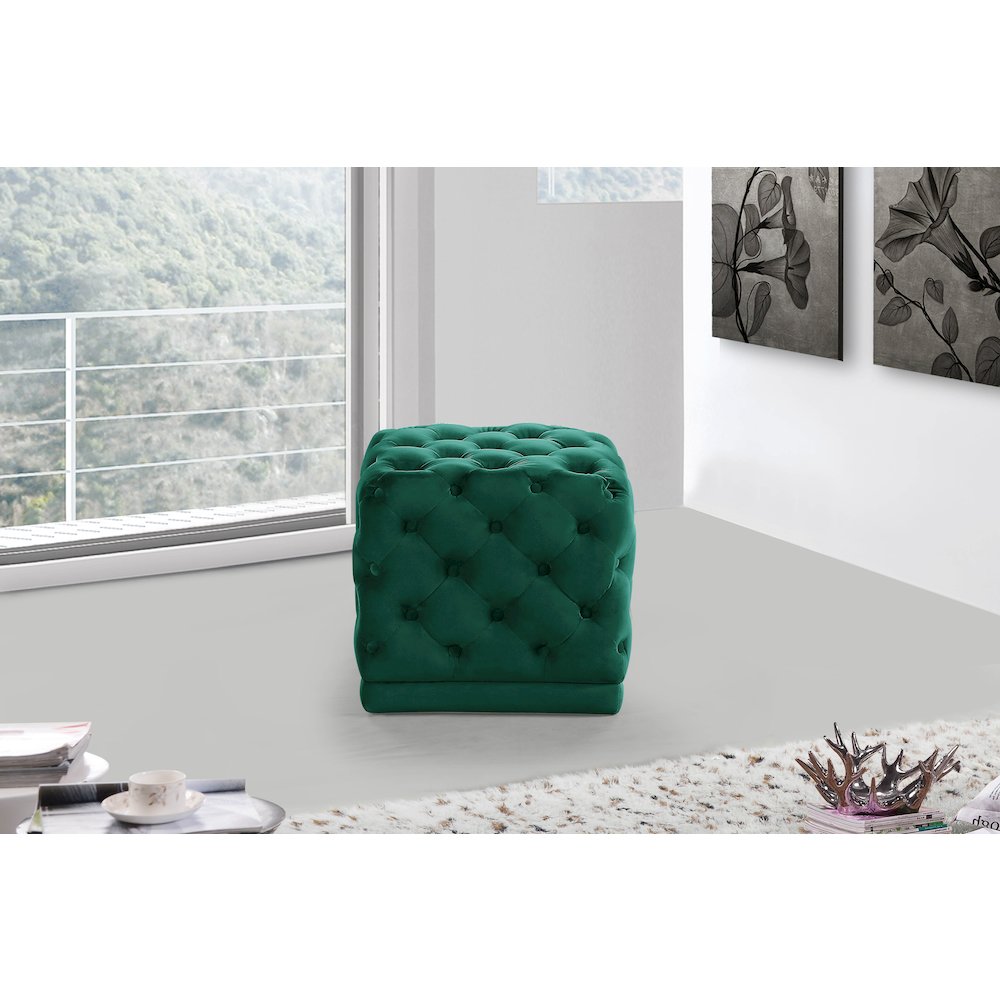 Stella Green Velvet Ottoman/Stool