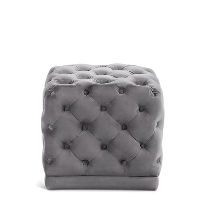 Stella Grey Velvet Ottoman/Stool