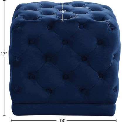 Stella Navy Velvet Ottoman/Stool
