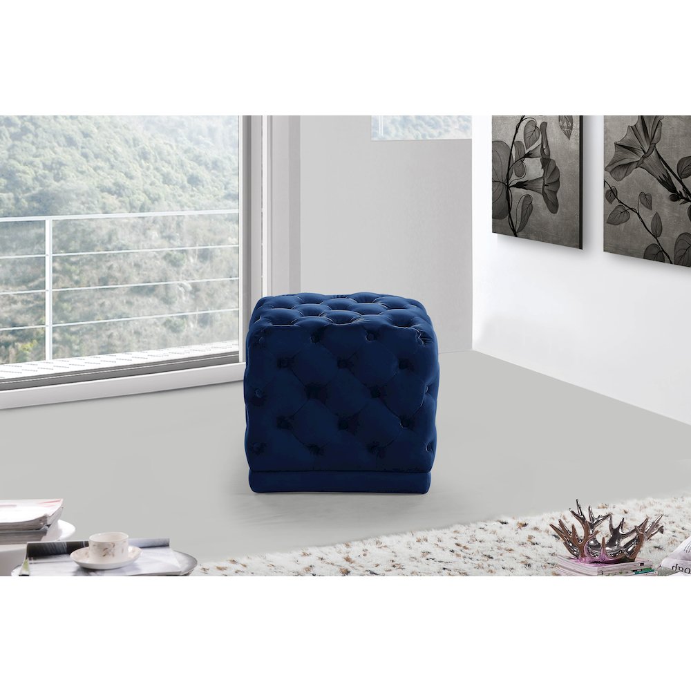 Stella Navy Velvet Ottoman/Stool