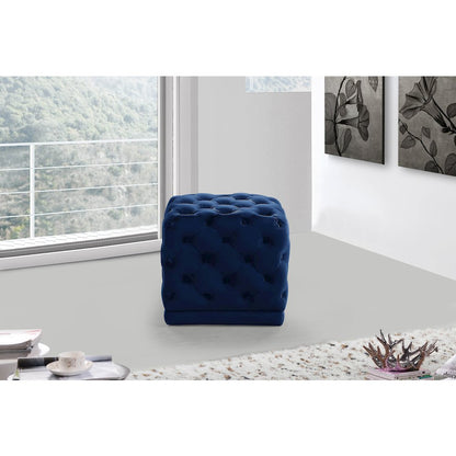 Stella Navy Velvet Ottoman/Stool