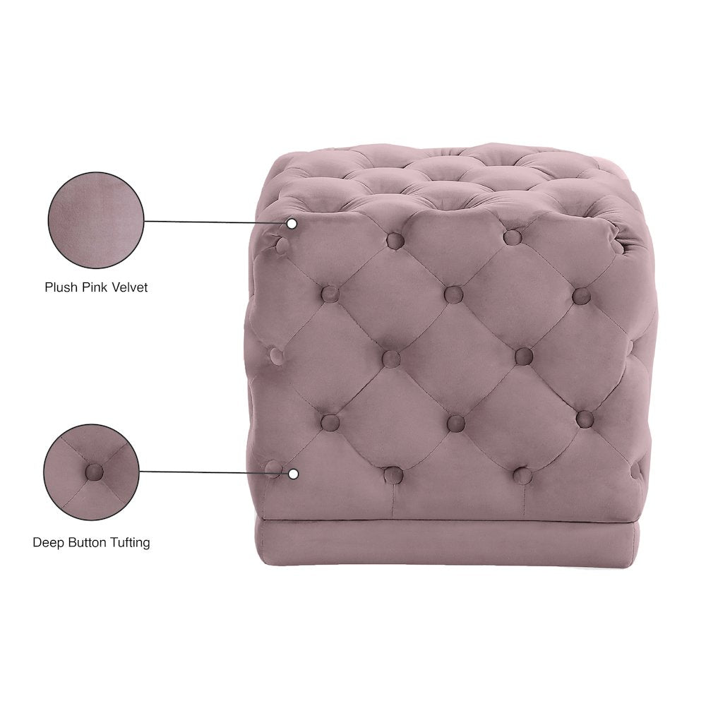 Stella Pink Velvet Ottoman/Stool