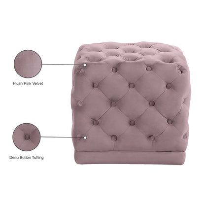 Stella Pink Velvet Ottoman/Stool