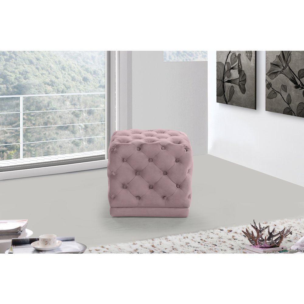Stella Pink Velvet Ottoman/Stool