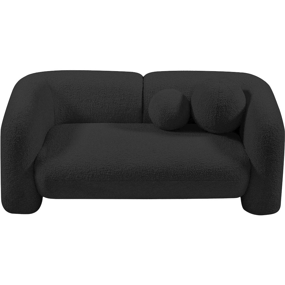 Emory Black Boucle Fabric Loveseat