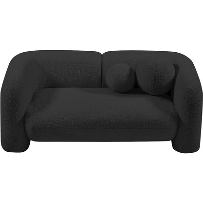 Emory Black Boucle Fabric Loveseat