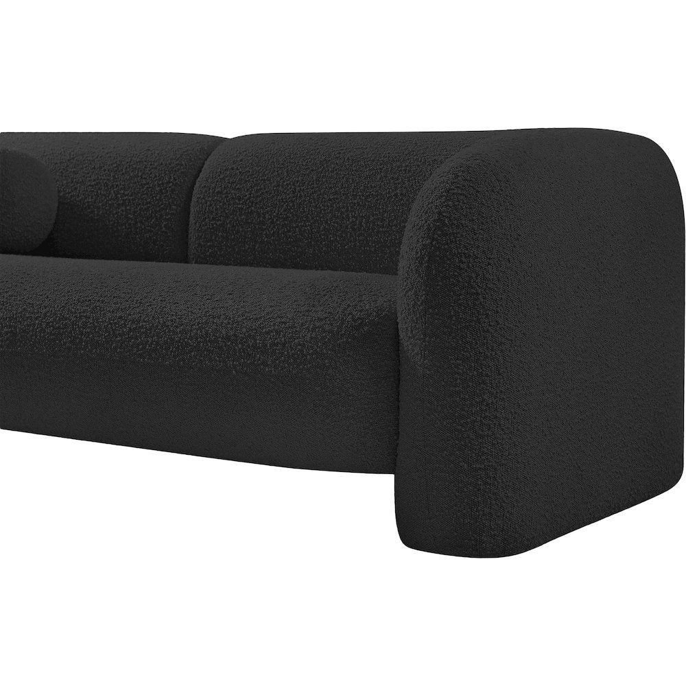 Emory Black Boucle Fabric Loveseat