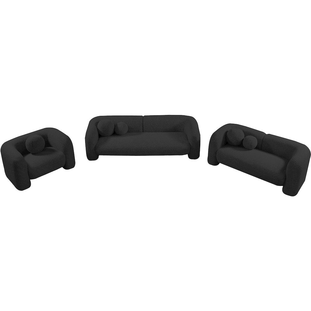 Emory Black Boucle Fabric Sofa
