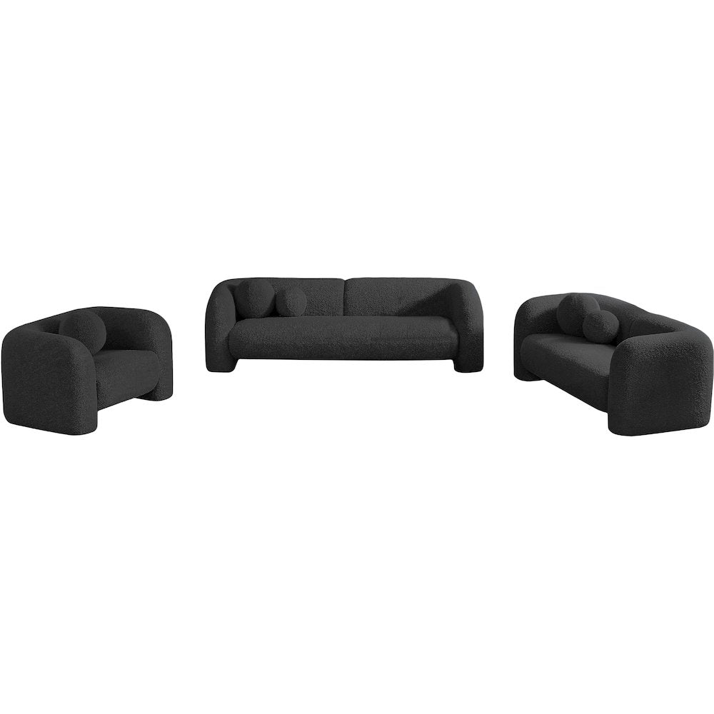 Emory Black Boucle Fabric Sofa