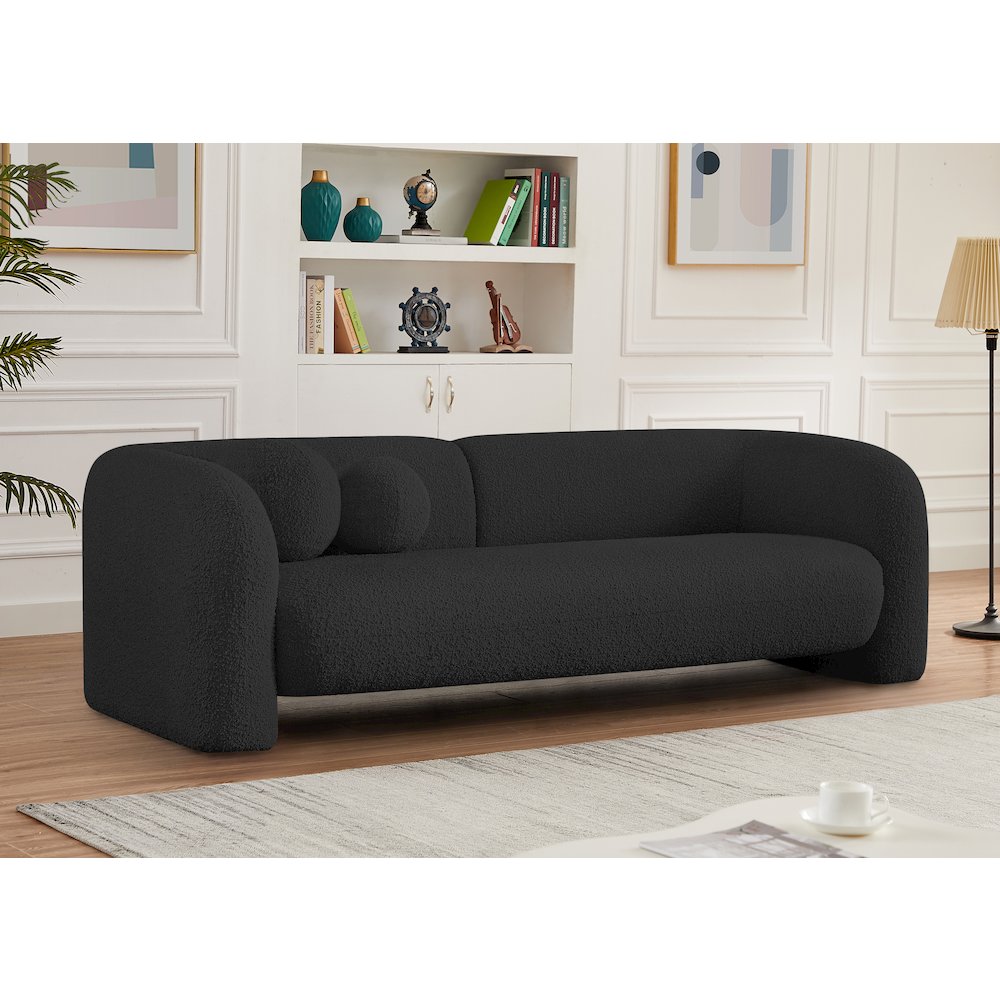 Emory Black Boucle Fabric Sofa