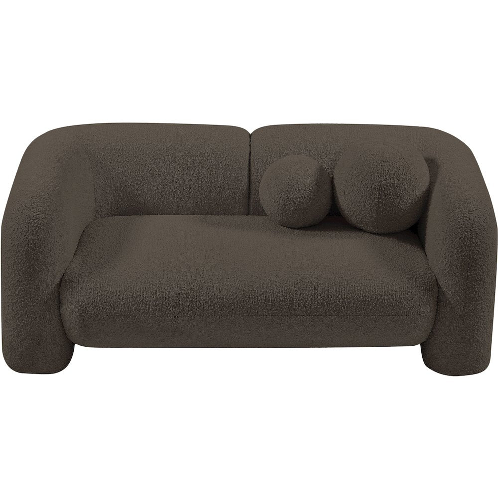 Emory Brown Boucle Fabric Loveseat