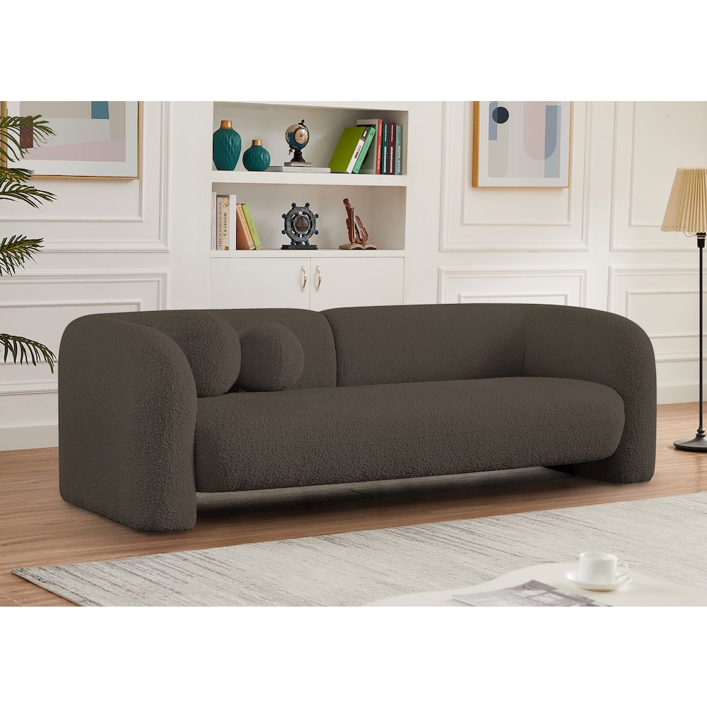 Emory Brown Boucle Fabric Sofa