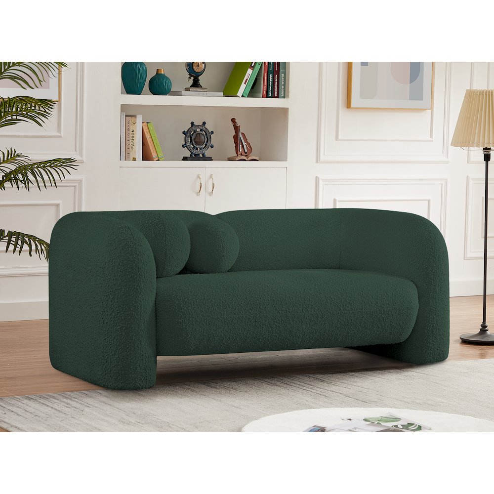 Emory Green Boucle Fabric Loveseat