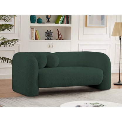 Emory Green Boucle Fabric Loveseat